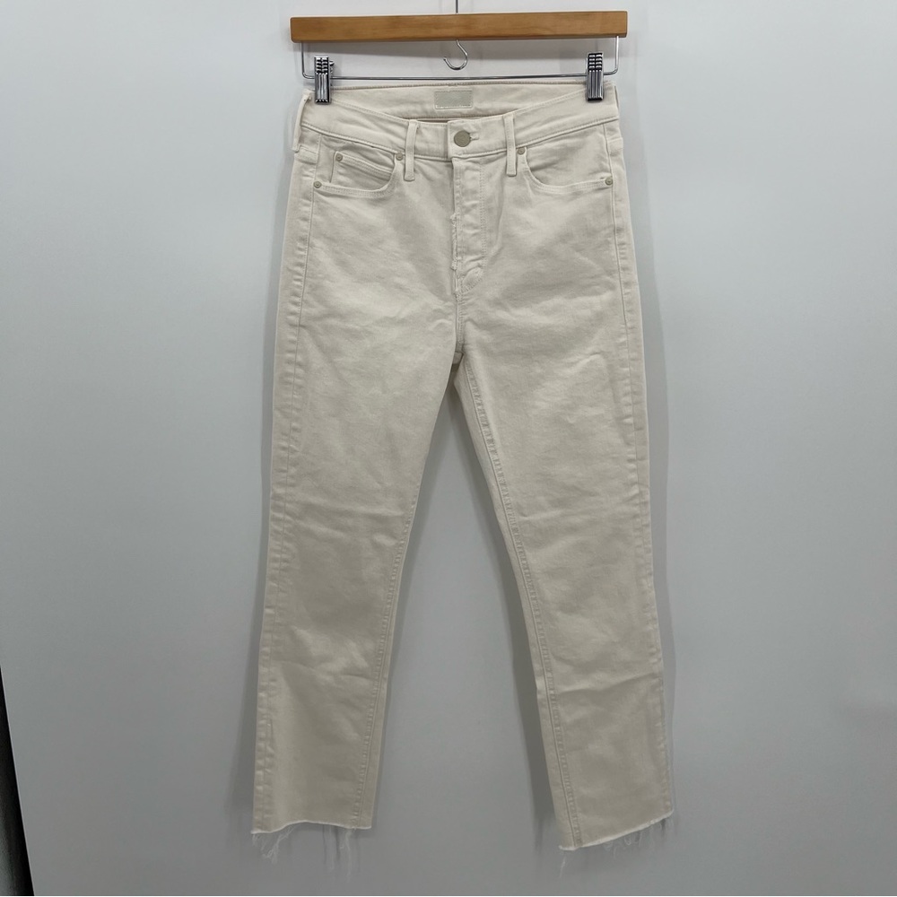 MOTHER Off-White Cropped Ankle Jeans